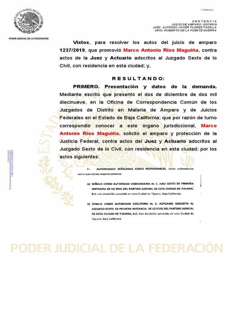 1237 Sentencia de Amparo | PDF | Caso de ley | Propiedad