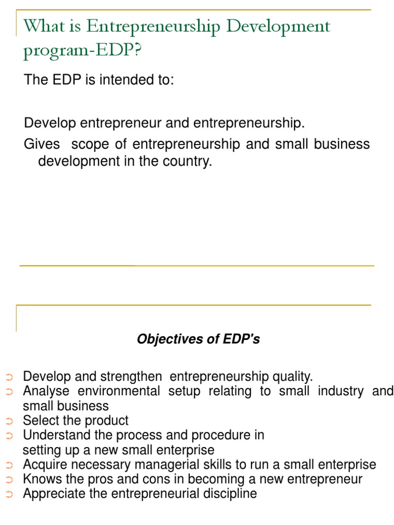 Understanding Entrepreneurship Development Programs | PDF ...