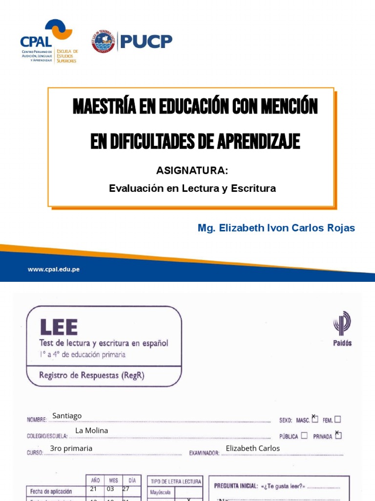 TRABAJO GRUPAL - TEST LEE - Análisis de Lectura y Escritura | PDF ...