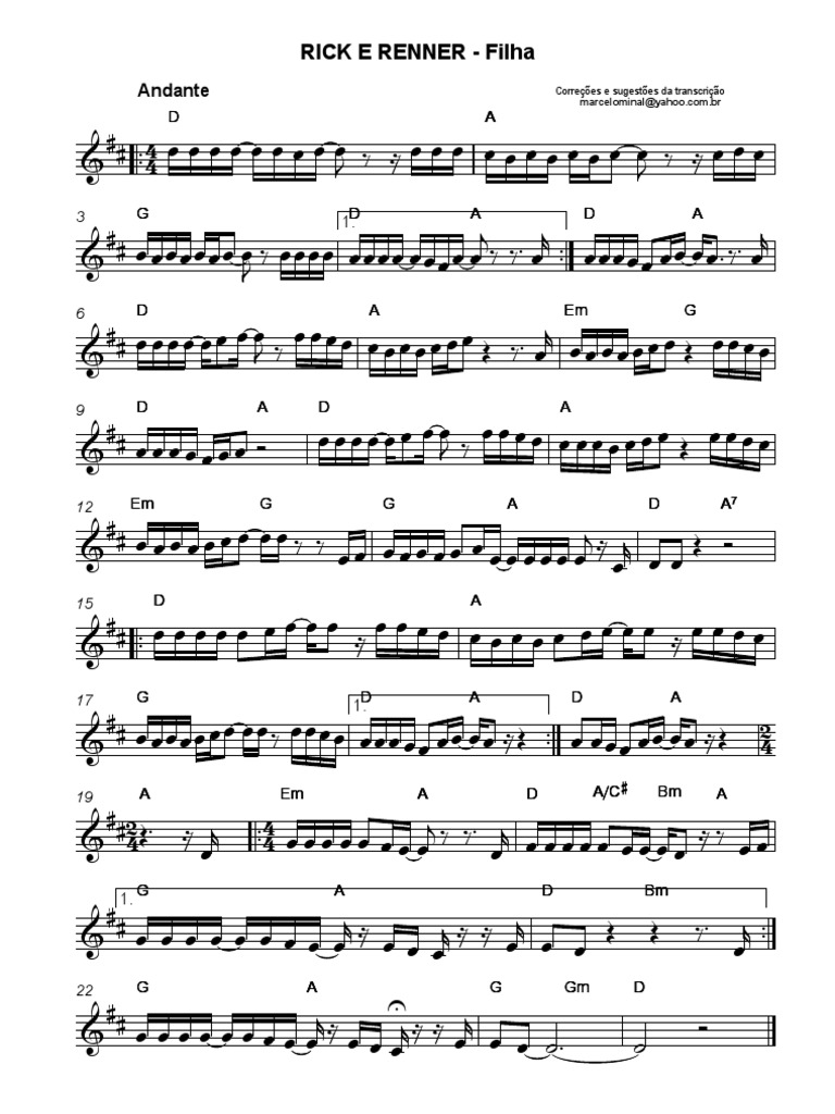 Letra e Partitura: 