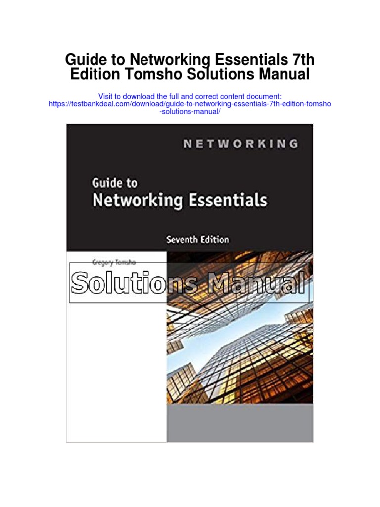 Guide To Networking Essentials 7th Edition Tomsho Solutions Manual
