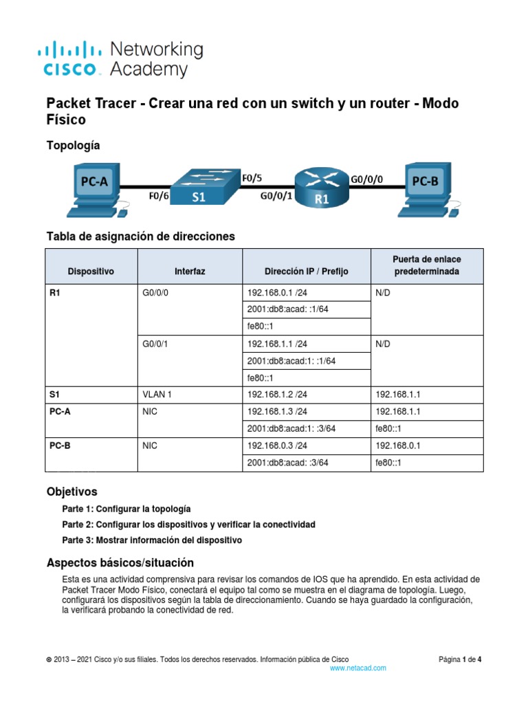 Crear red con switch y router en Packet Tracer | PDF | Enrutador ...