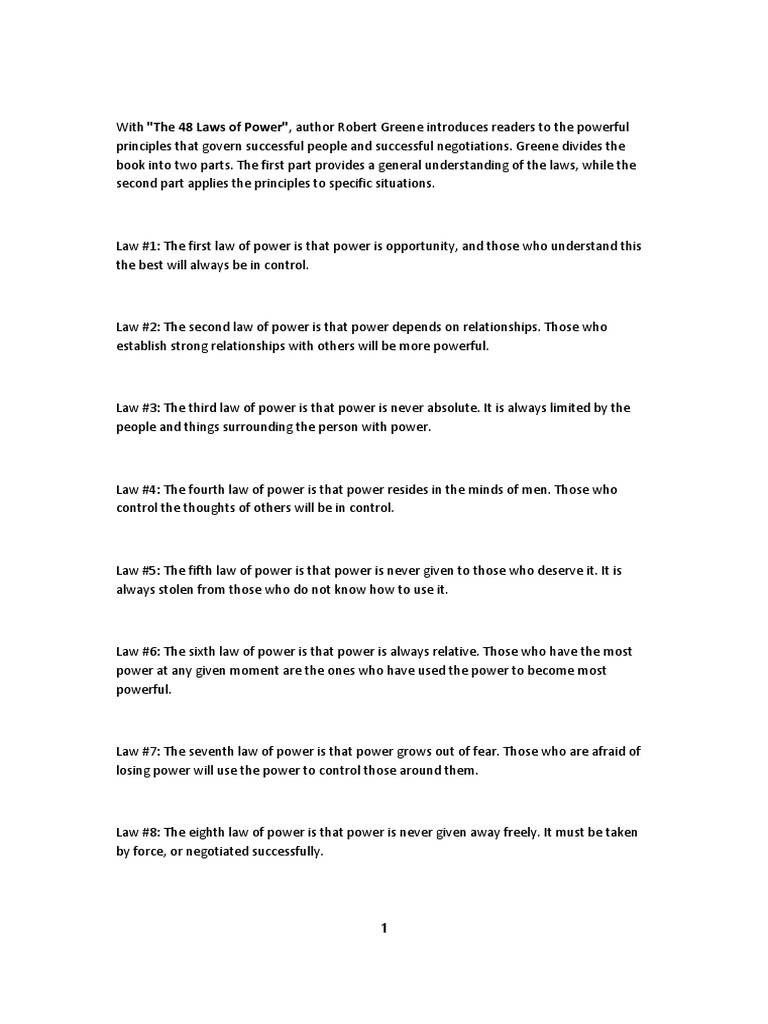 Understanding the 48 Laws of Power | PDF