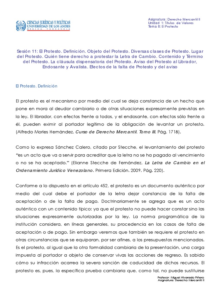 Clases y Definición del Protesto Mercantil | PDF | Pagaré | Derecho ...