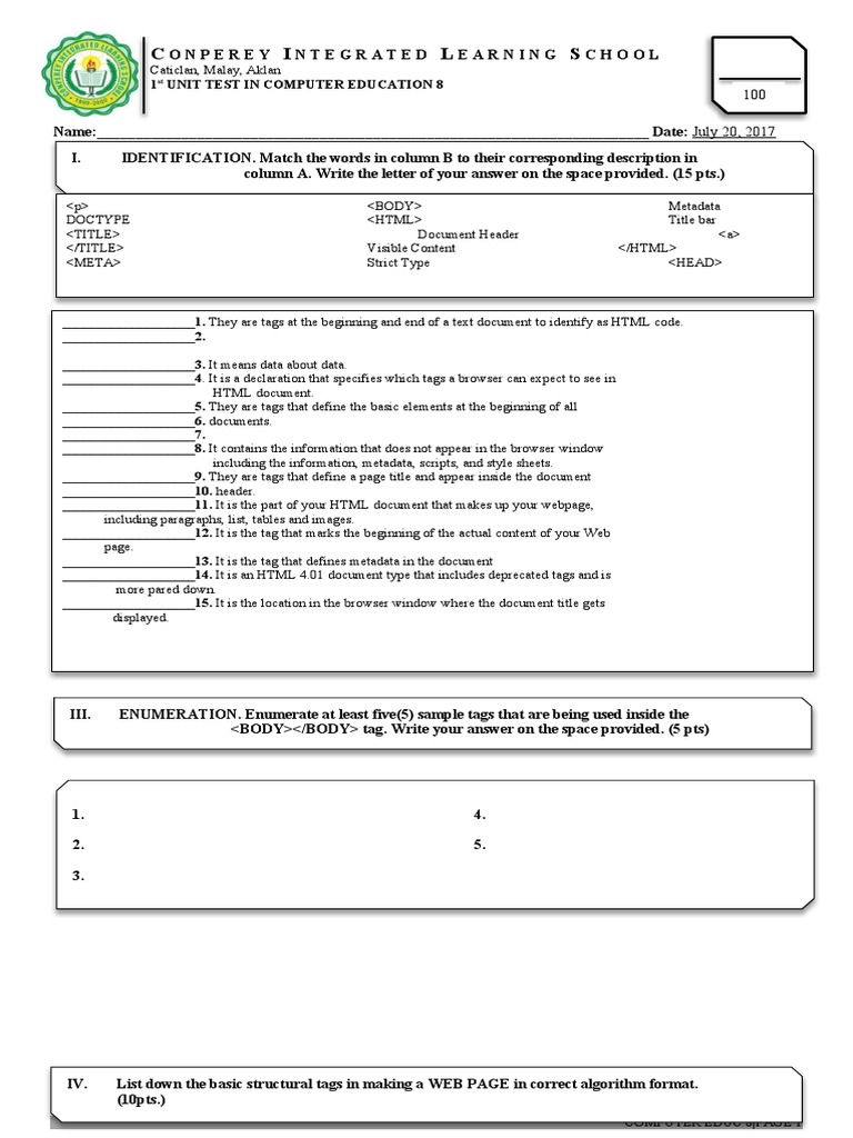 Grade8 unittest pdf html tag metadata 