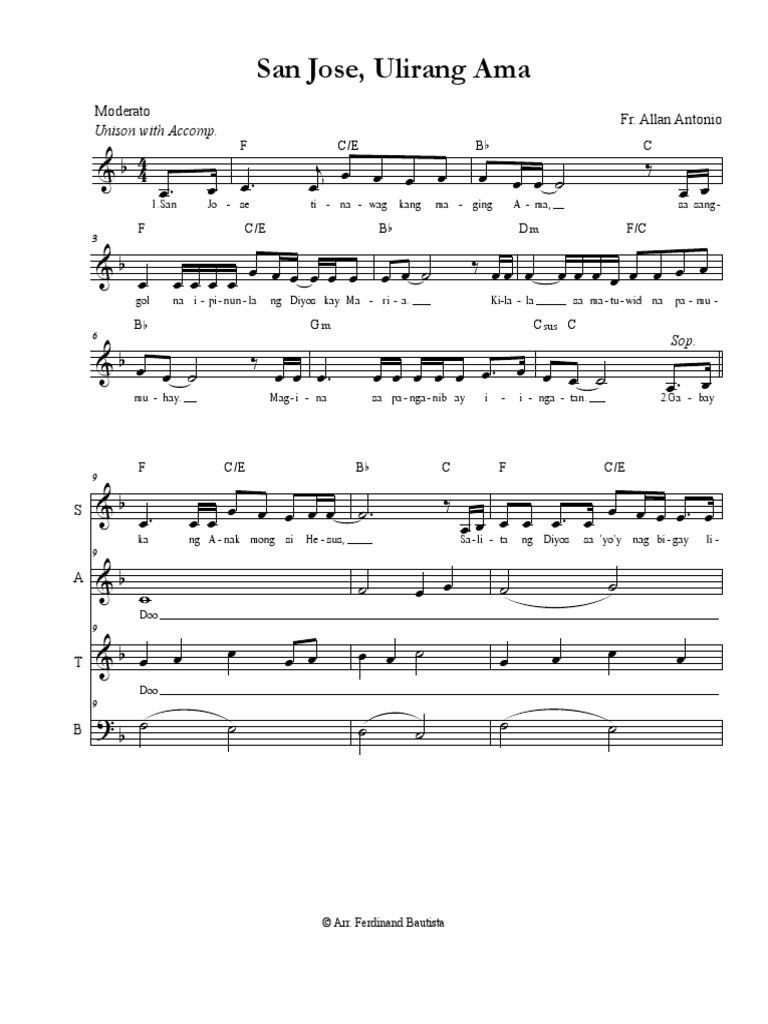 San Jose Ulirang Ama SATB FR AllanFerdzmb MMXXIII | PDF