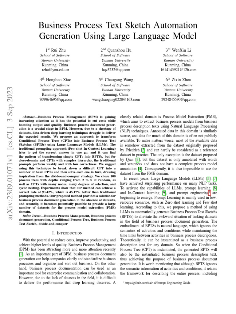 Business Process Text Sketch Automation Generation Using Large Language ...