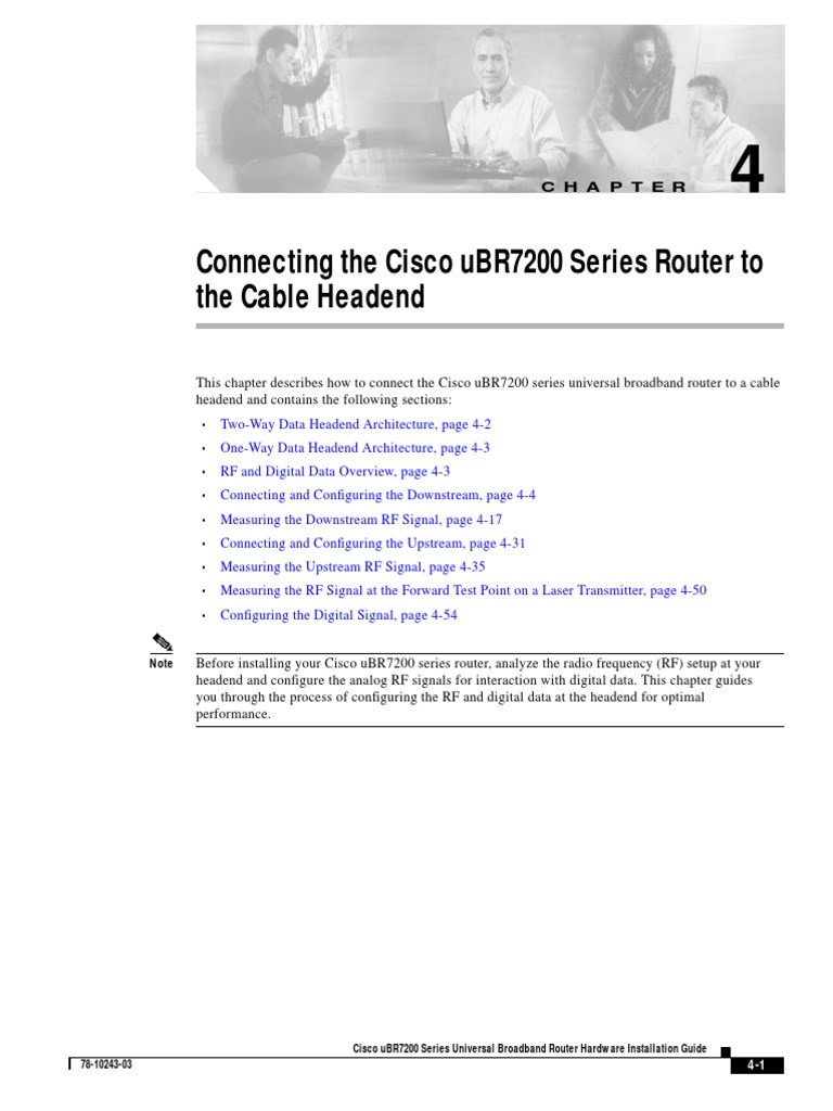Connecting UBR7200 Series To Cable Headend PDF Cable Television