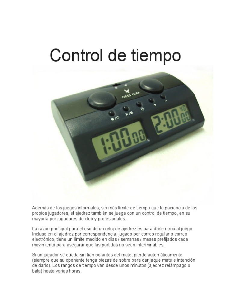 Control de Tiempo en Ajedrez: Normas y Consejos | PDF | Ajedrez | Reloj