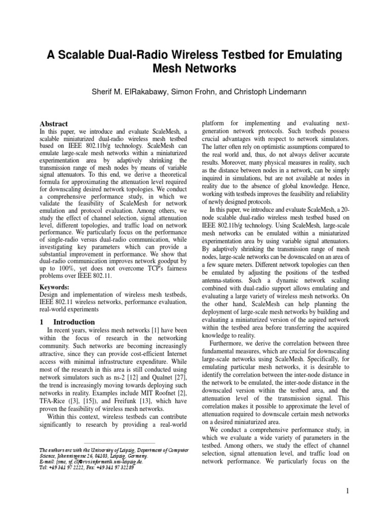 A scalable dual radio wireless testbed for emulating mesh networks