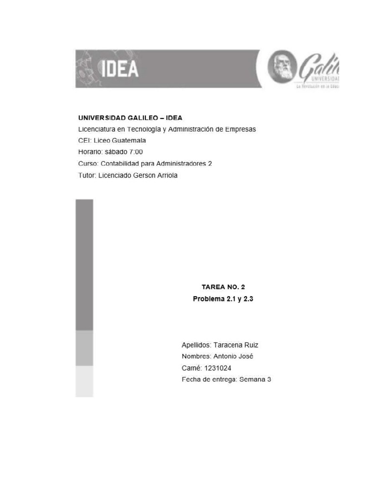 Tarea 2 Contabilidad Para Administradores 2 Pdf Contabilidad