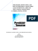 Learning Strategies, Motivation, and Online Learning Environment Among First Year College Students in A Private Higher Educational Institution: A Correlational Study