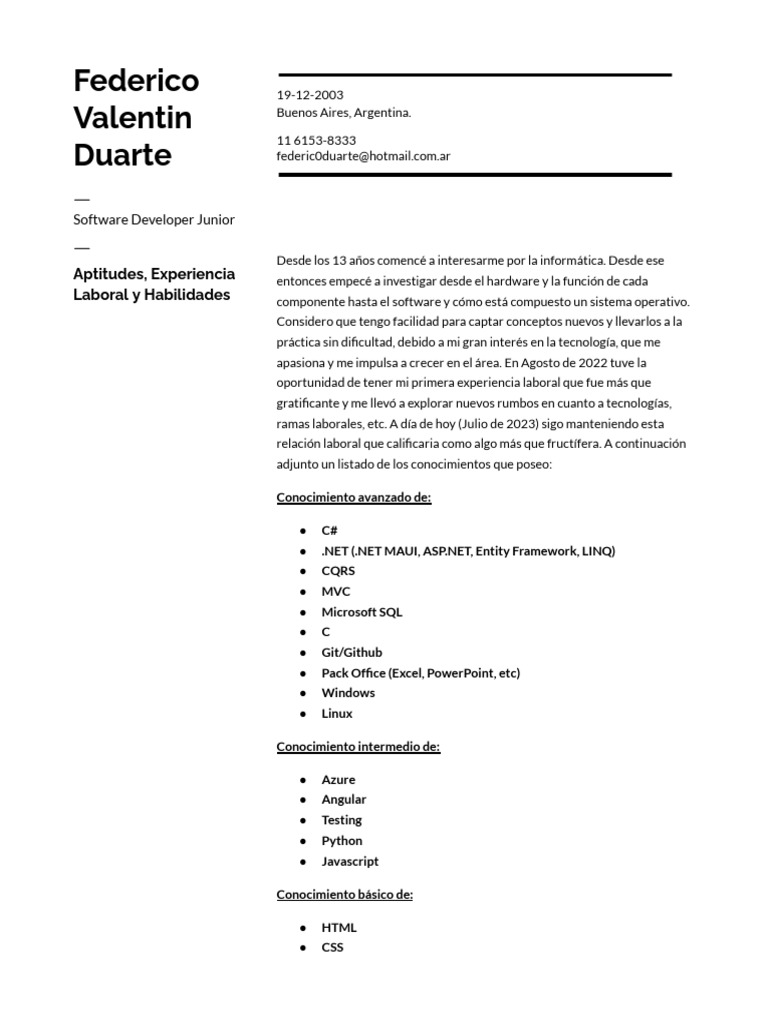 Cv es federico valentin duarte pdf net framework microsoft