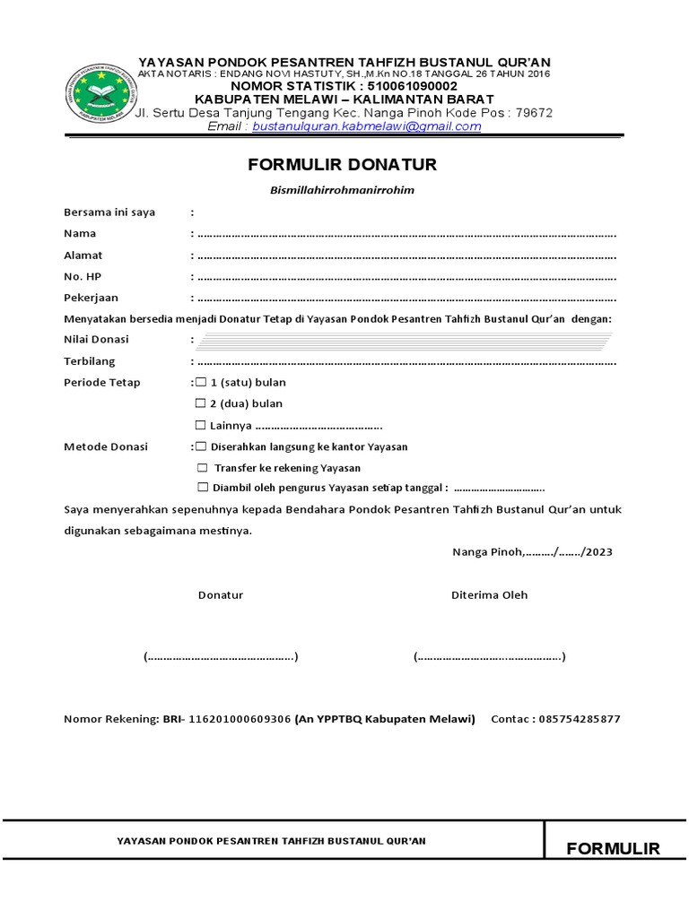 Formulir Donatur PDF