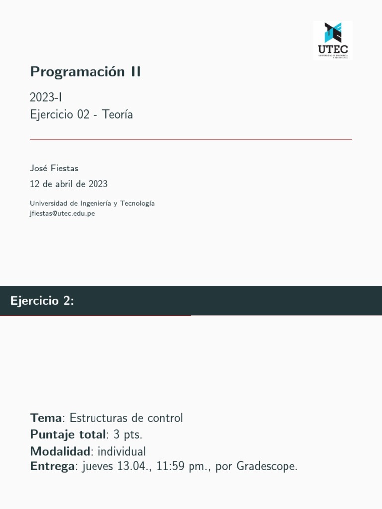 Estructuras de Control en Programación II | PDF