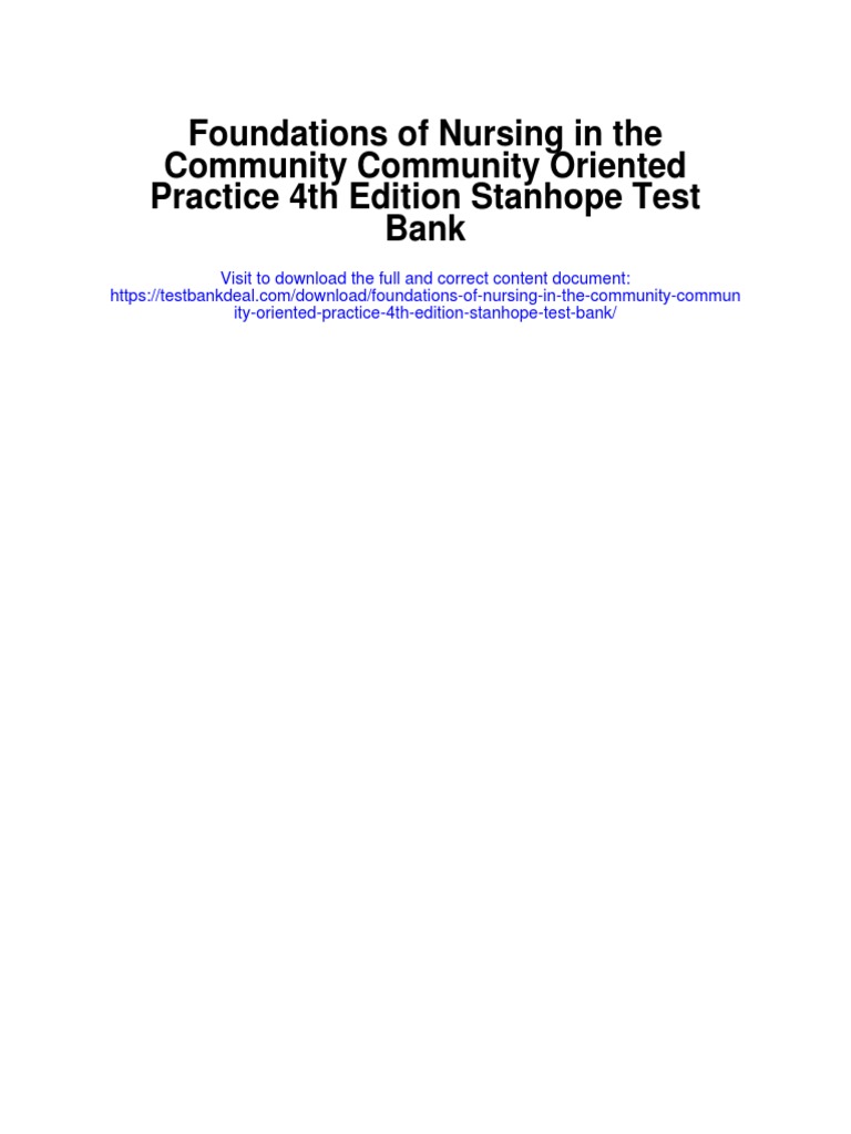 Foundations of Nursing in The Community Community Oriented Practice 4th