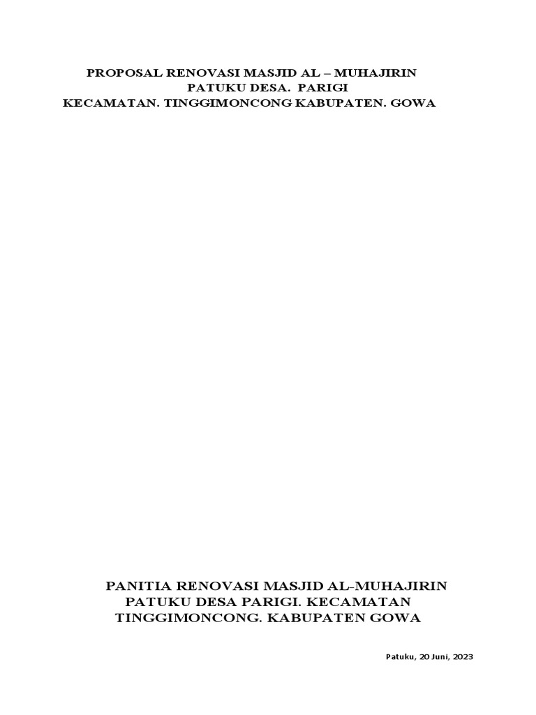 Proposal Masjid Al Muhajirin 2023 | PDF