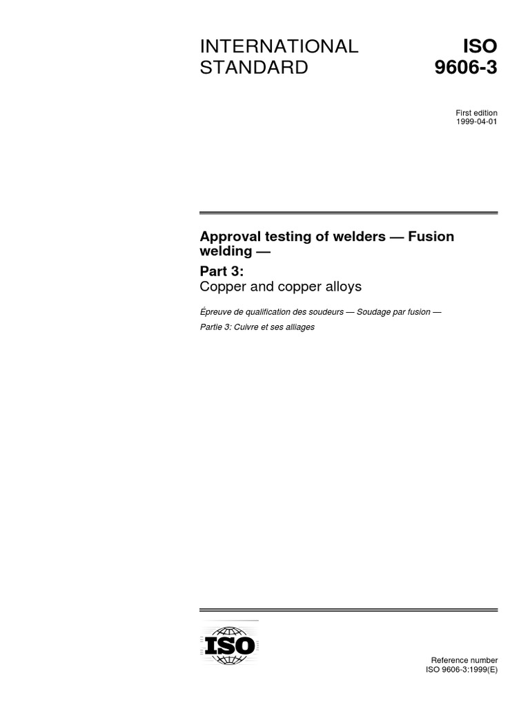 ISO 9606-3: Welders Approval for Copper | PDF | Construction | Welding