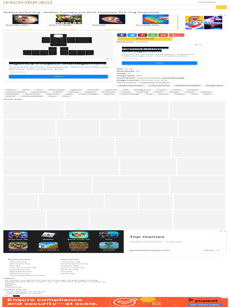 Roblox Jacket PNG Roblox Transparent Shirt Template R15 PNG Download