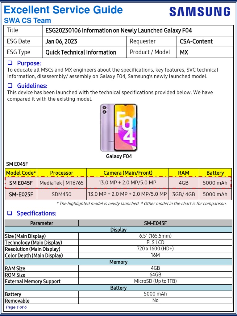 Galaxy F04 Specifications Overview | PDF | Random Access Memory ...