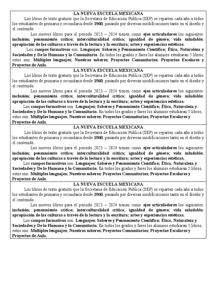 La Nueva Escuela Mexicana Pdf Inclusión Educación Diseño