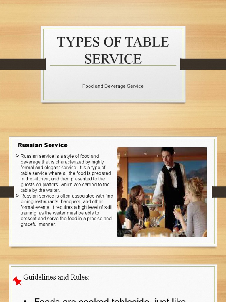 Types of Table Service PDF Waiting Staff Restaurants