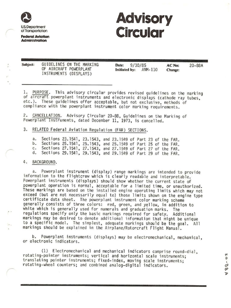 AC - 20-88A - Guidelines On The Marking of Aircraft | PDF | Color ...