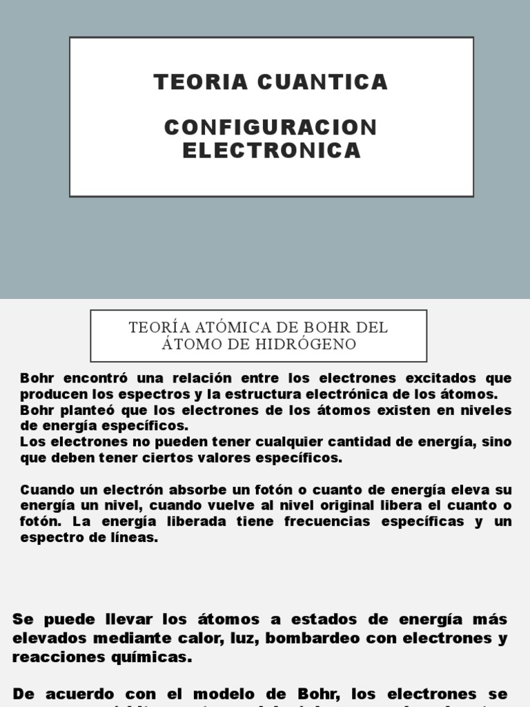 TEORIA CUANTICA Configuracion Electronica | PDF | Orbital atómico ...