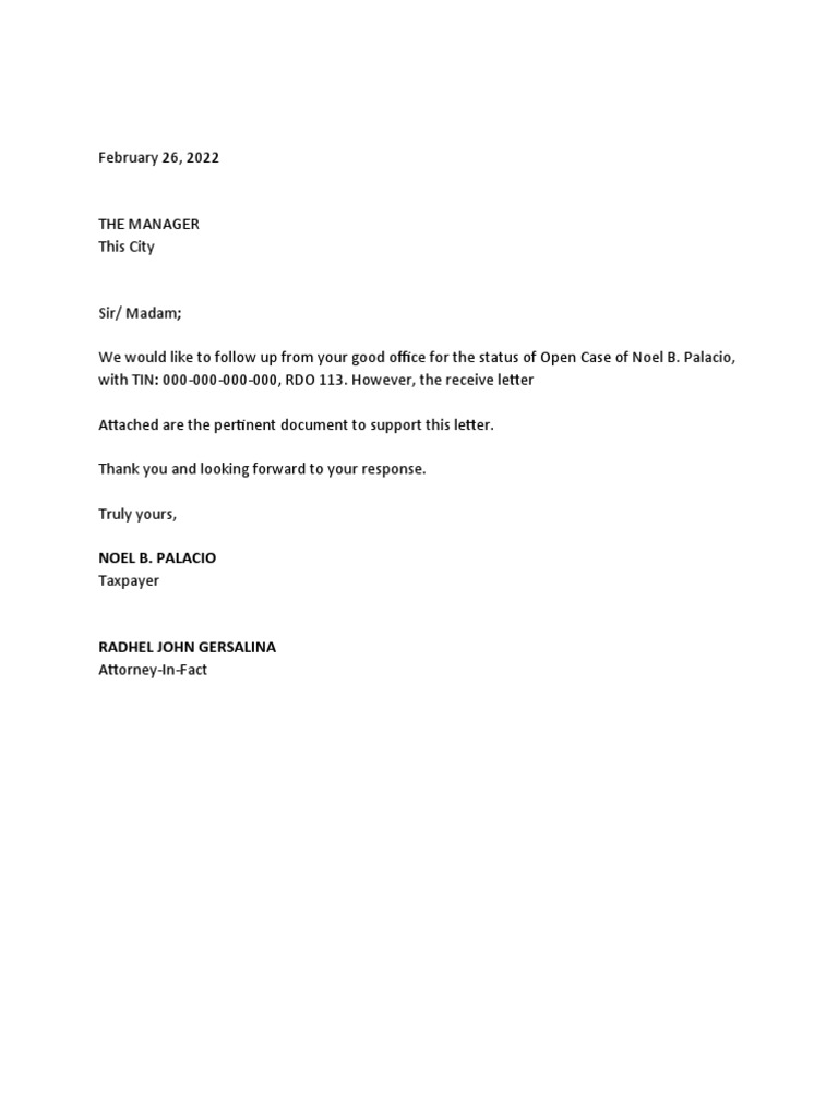 Request For Status of Open Case PDF