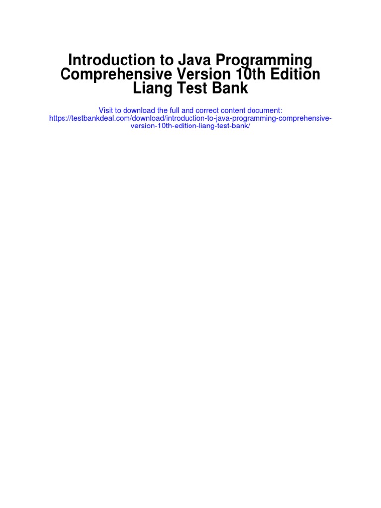 Introduction To Java Programming Comprehensive Version 10th Edition ...