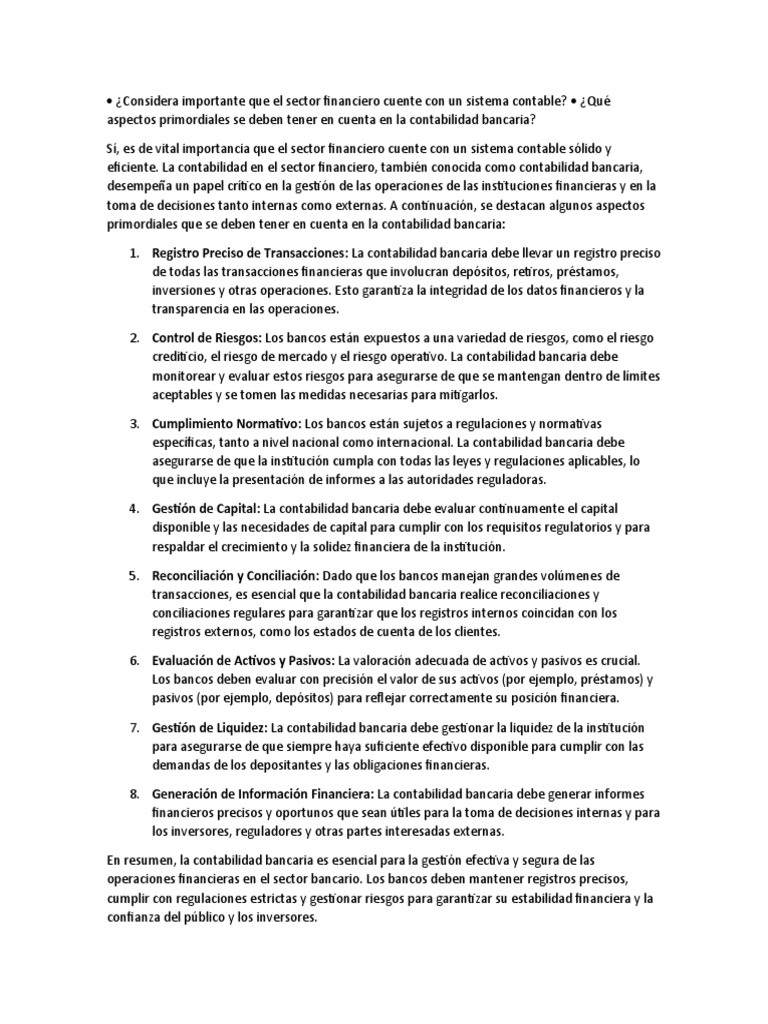 Contabilidad Bancaria Pdf Contabilidad Bancos