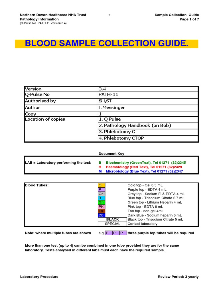 Blood Collection Guide PDF Clinical Medicine Medical Specialties