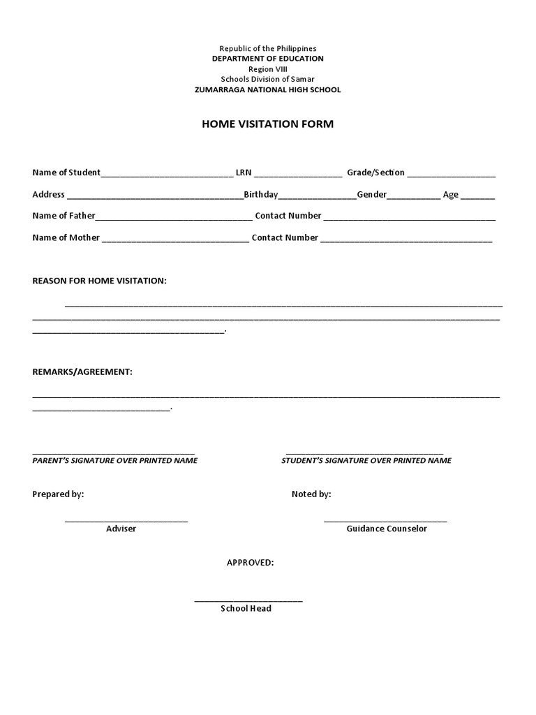Home Visit Template PDF