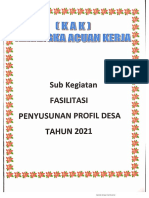 Kerangka Acuan Kerja Sub Kegiatan Fasilitasi Penyusunan Profil Desa Tahun 2021