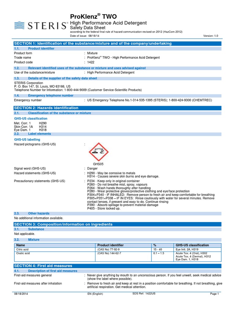 Proklenz Two MSDS PDF Firefighting Toxicity