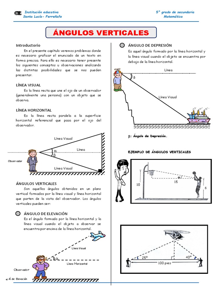 Hoja De Trabajo De ángulos Verticales Ángulos Verticales Pre | PDF