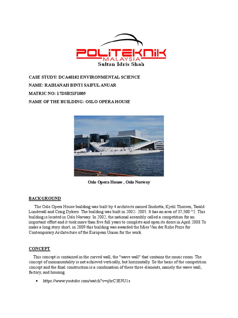 Oslo Opera House Case Study Analysis | PDF | Wall | Glasses