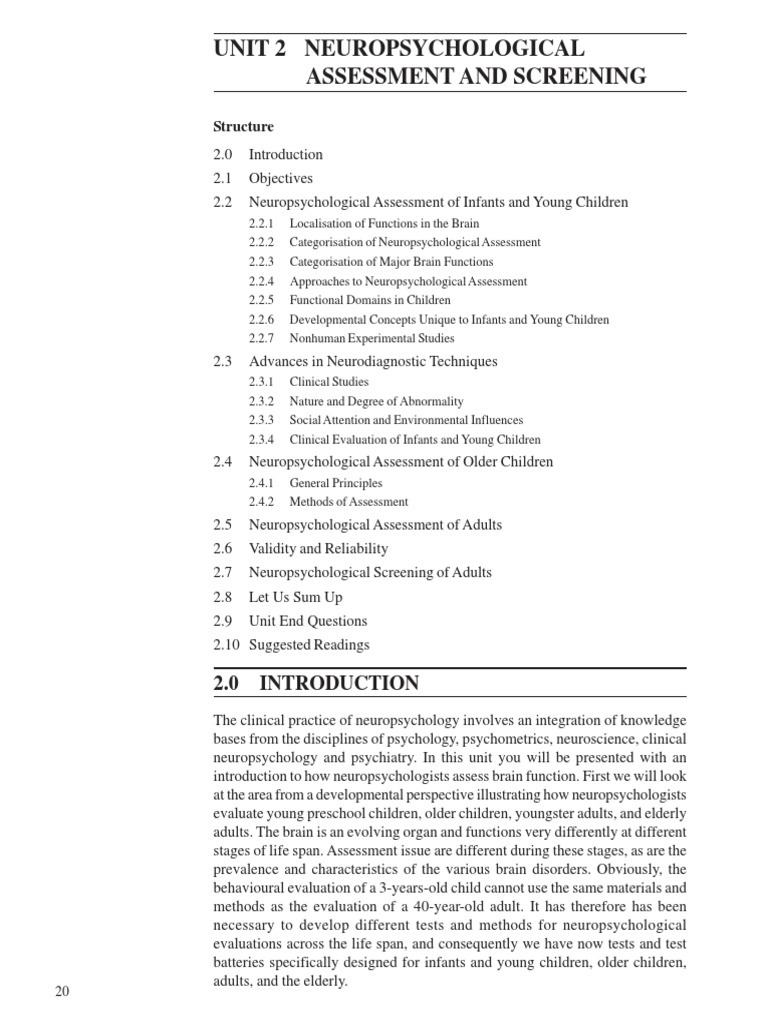 Neuropsychological Assessment Overview | PDF | Neuropsychology | Attention