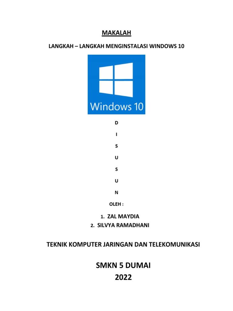 MAKALAH Cara Menginstal Windows 10 (TKJ) | PDF