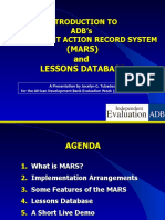 Introduction to ADB’S Management Action Record System (Mars) and Lessons Database