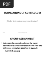 Foundations or Determinants of a Curriculum