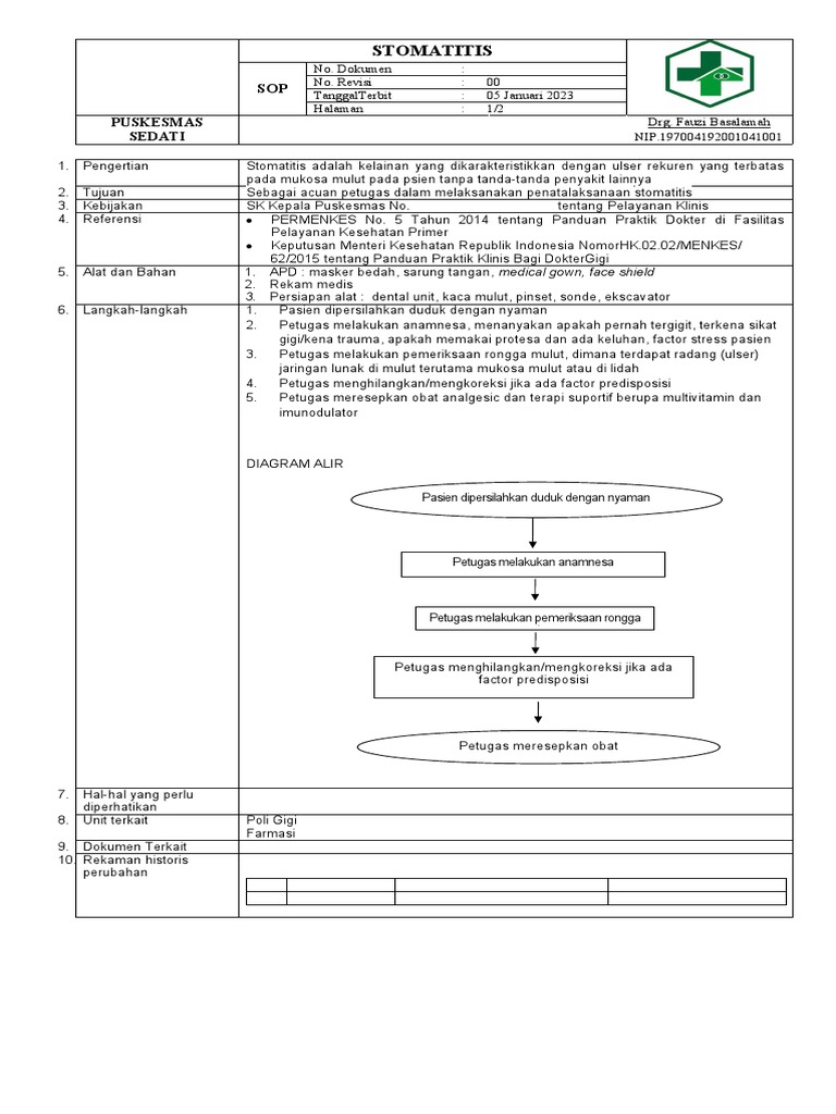 Sop stomatitis pdf