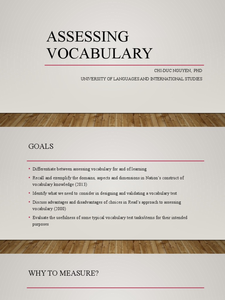 Assessing Vocabulary Pdf Educational Assessment Vocabulary