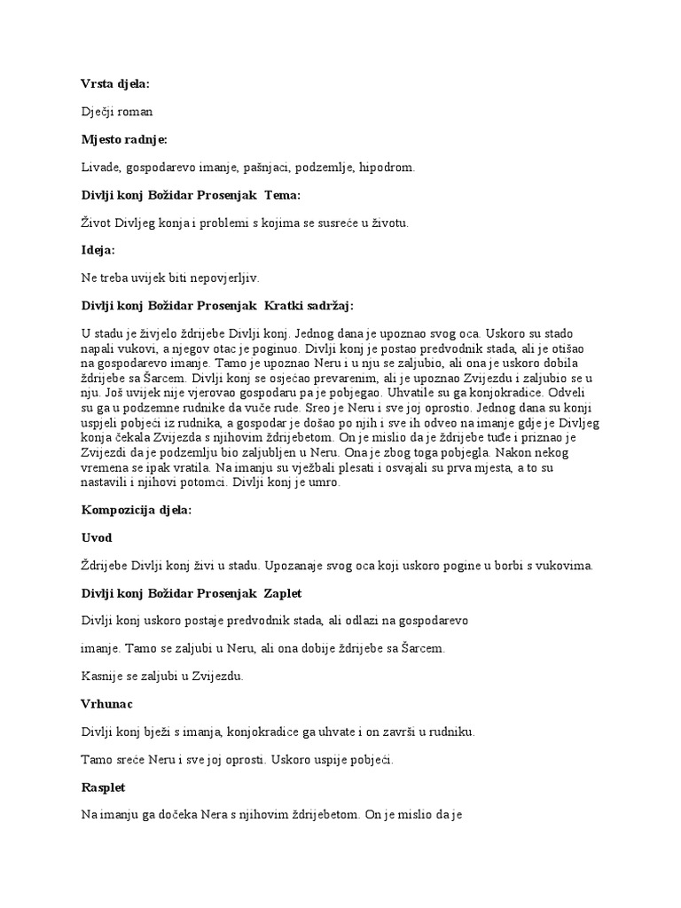 Divlji konj lektira pdf