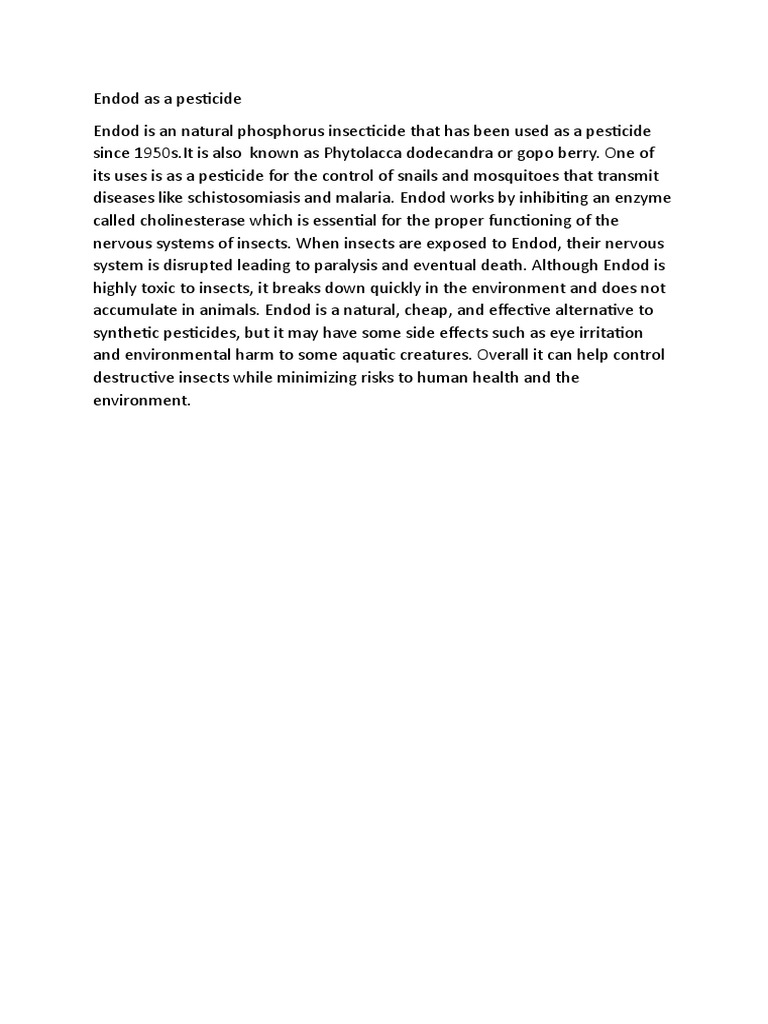 Endod: Natural Insecticide Overview | PDF