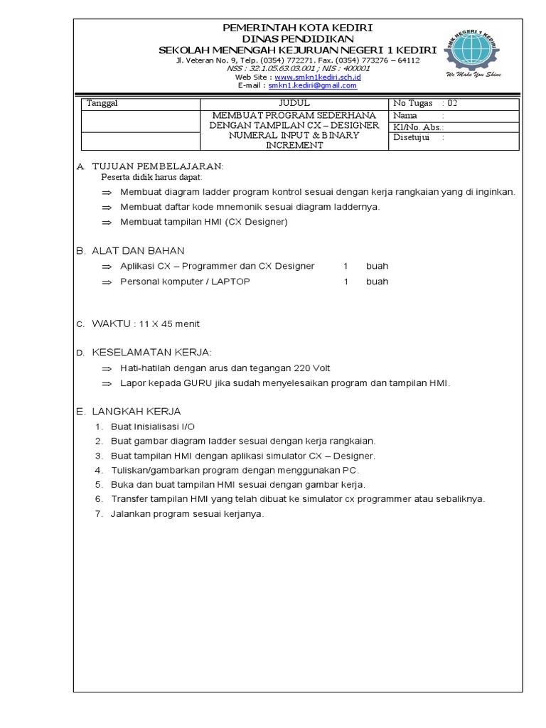 Job Sheet Plc Hmi Cx Designer 2 Pdf