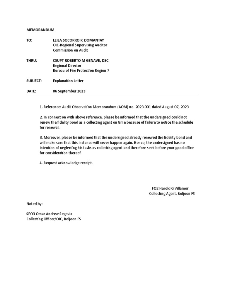 Fidelity Bond Renewal Explanation Letter | PDF | Law
