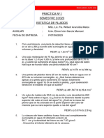 Práctica N 1 SEMESTRE 2/2023 Estática de Fluidos: Física Básica Ii (Fis-102)