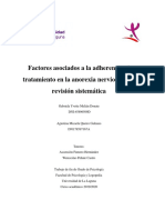 Factores Asociados A La Adherencia Al Tratamiento en La Anorexia Nerviosa Una Revision Sistematica