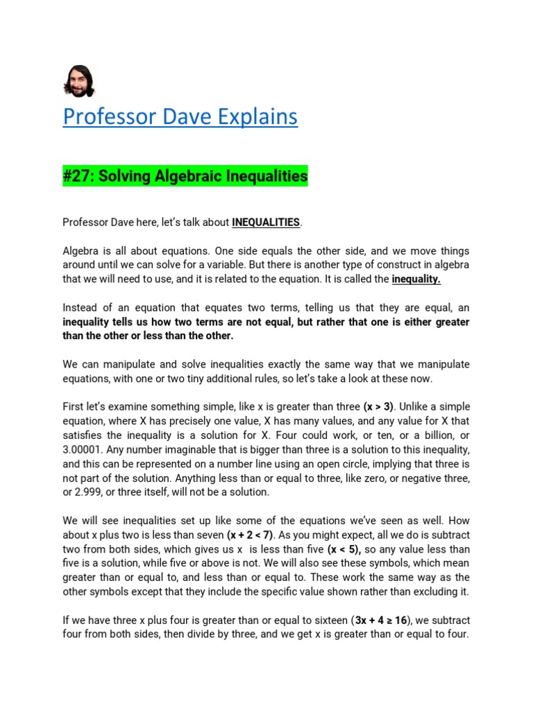 Professor Dave Explains (Math 27-30) | PDF | Equations | Inequality ...